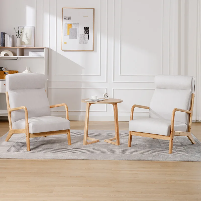 

small apartment living room, log lazy double chair, single small sofa coffee table combination