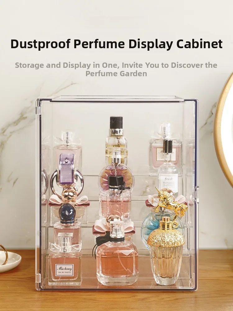 

Прозрачный пылезащитный настольный органайзер для парфюмерии и косметики, прямоугольный пластиковый штабелируемый контейнер для хранения помад