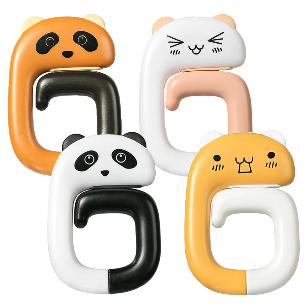 

4 Pcs Cartoon Animal Desktop Hook Bag Hooks Hangers Backpack up Novelty Handbag Abs Student The Tote