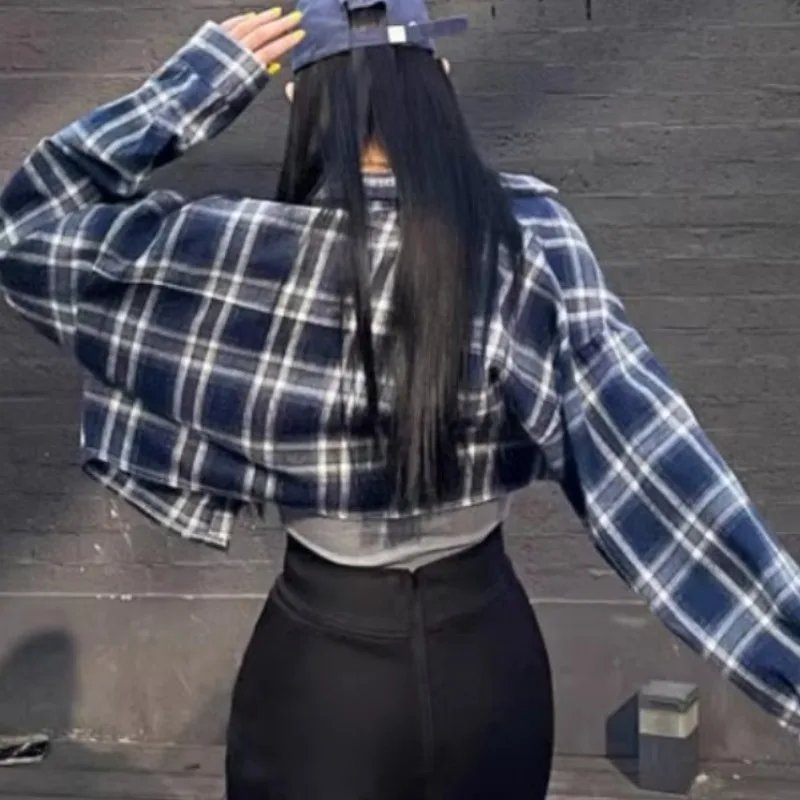 

Ретро-рубашка в клетку для женщин, свободного кроя, с эффектом омоложения, повседневная, модная, весна-осень-зима, в уличном и корейском стиле, для ношения под одеждой, стандартный крой