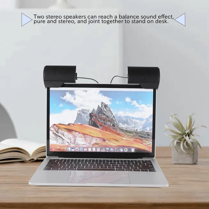 ●Clip Mini Portable USB Stereo Speaker Soundbar for Notebook Laptop Computer PC Mp3 Phone Music Player view 5