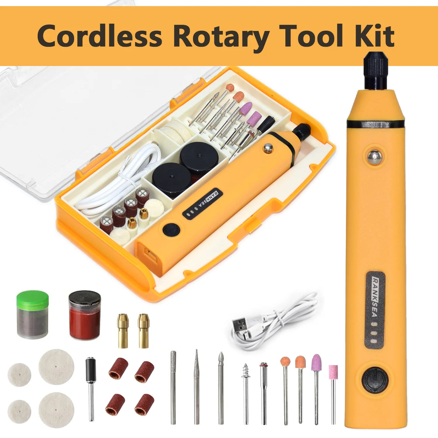 

Cordless Mini Rotary Tool Kit, USB Rechargeable Wireless Engraving Pen with Multi Grinding Accessories, Portable DIY Micro Drill Set for Wood Carving, Jewelry Polishing, Metal Glass Drilling, Sanding & Cutting Work