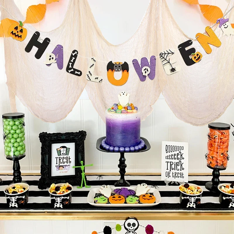 2M/4M Halloween-Dekorationen, schwarzes gruseliges Gaze-Tuch, Fenster, Tisch, Tür, Netz, gruseliges Kostüm, Party, Spukhaus, Wand, DIY-Dekoration – Detail 19