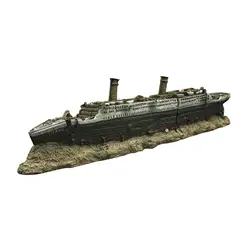 Aquarium  Titanic Shipwreck Ornament Landscape Decorations 38x6x9cm