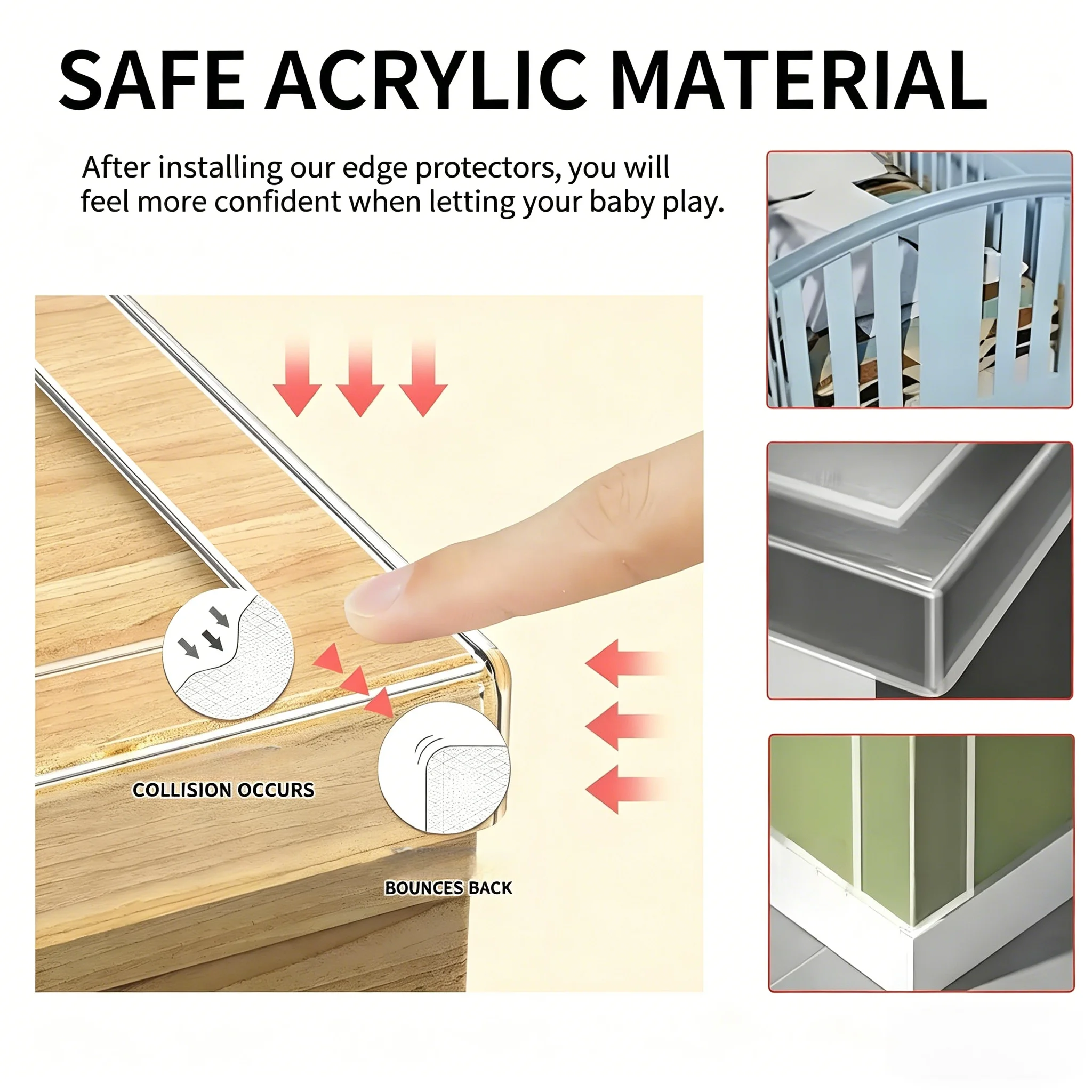 1roll 2m/78.74in protection Transparent edge protection strip Child table corner anti-collision strip for cabinet table drawers view 3