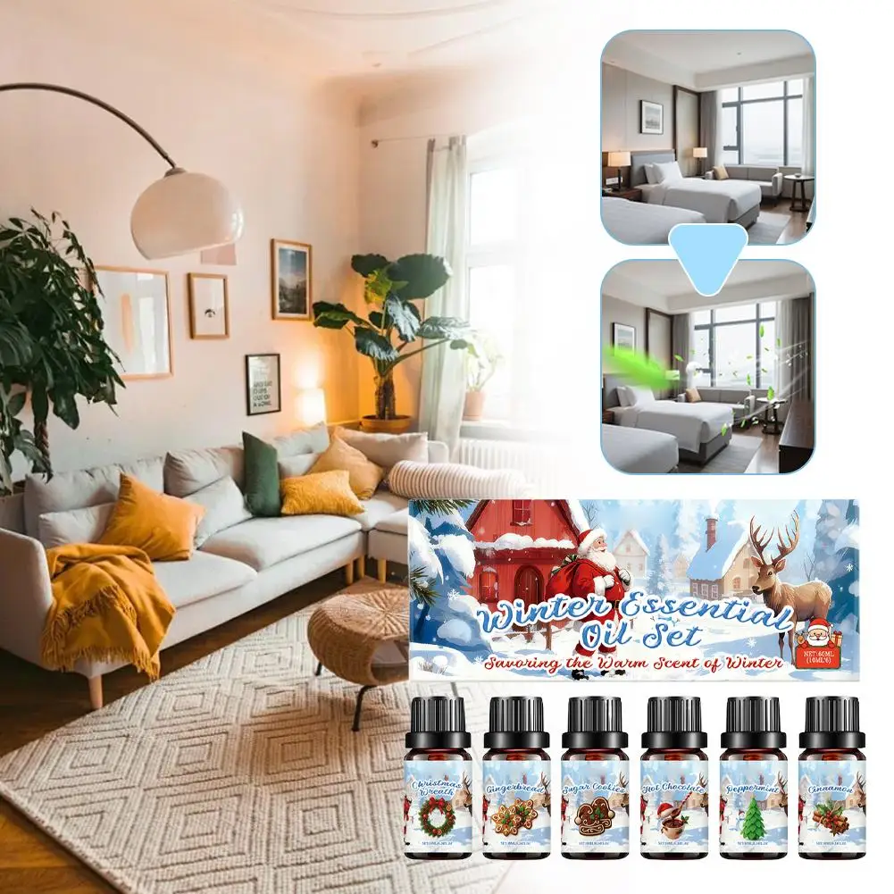 Natural Plant Essential Oil 6PCS 10ML Winter Aromatherapy Set Air Freshener Fragrance for Humidifier Diffuser Home Office Car - Image 3