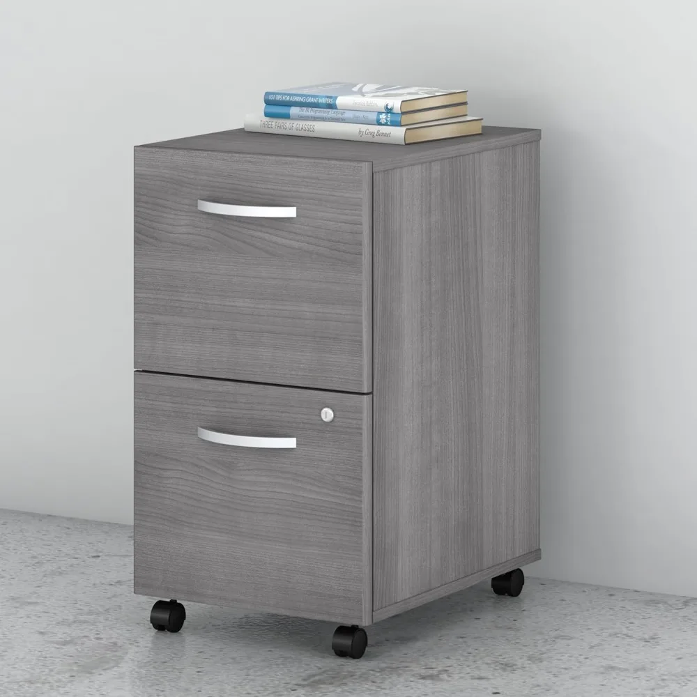 2 Drawer Mobile File Cabinet, Platinum Grey - Assembled rolling file storage for your home or professional office