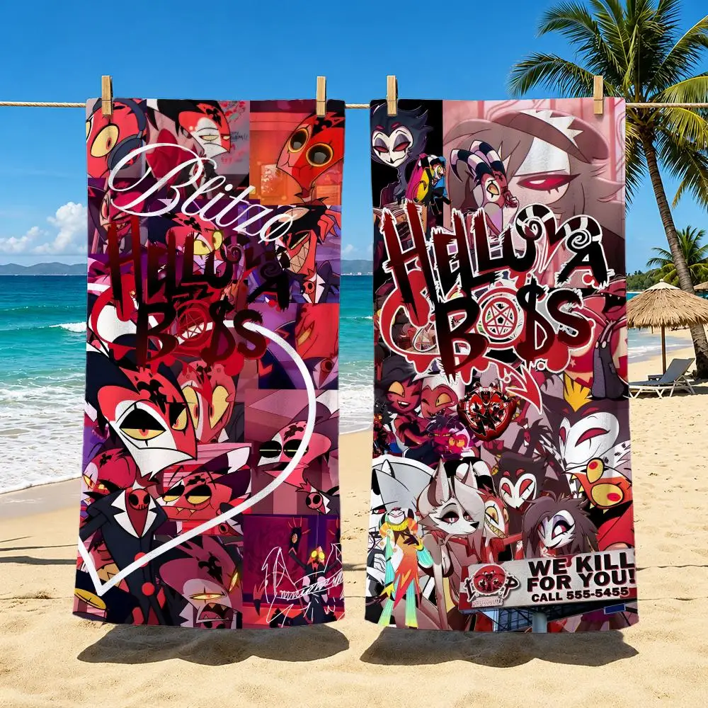 Animation Helluva Boss Towel Polyester Beach Towel Quick Dry Sand Free Bath Towel for Summer Pool Travel Vacation