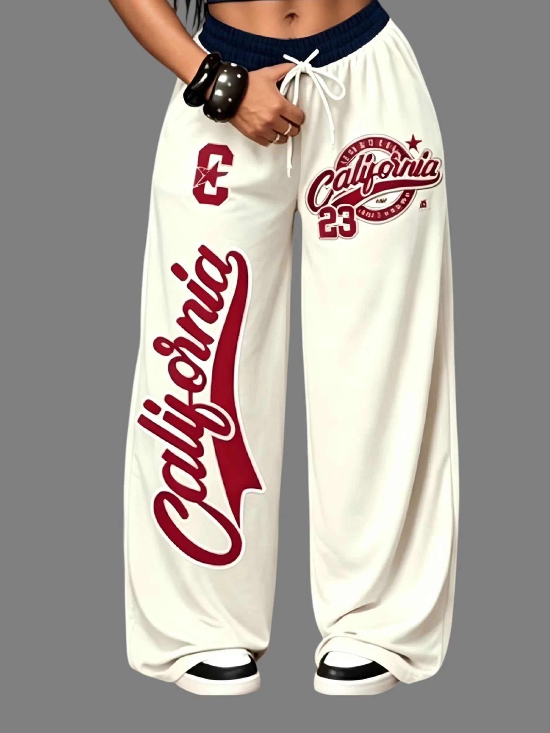 2026 New Summer Hot Hip-hop Sports Gothic Style Street Drawstring Elastic Waist Hip Hop Streetwear Trousers Causal Pants