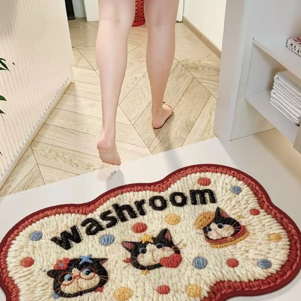 Non Slip Bathroom Mat Diatomite Shower Rug Super Absorbent Floor Carpet Modern Style Easy Clean Toilet Decor Pad