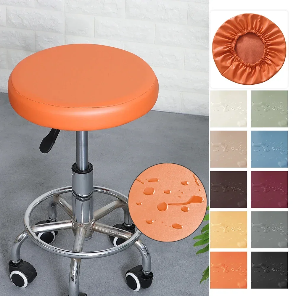 1PC Waterproof PU Leather Round Chair Cover Slipcover for Swivel Chair All Inclusive Bar Stool Seat Cushion Cover Protector걸상 커버