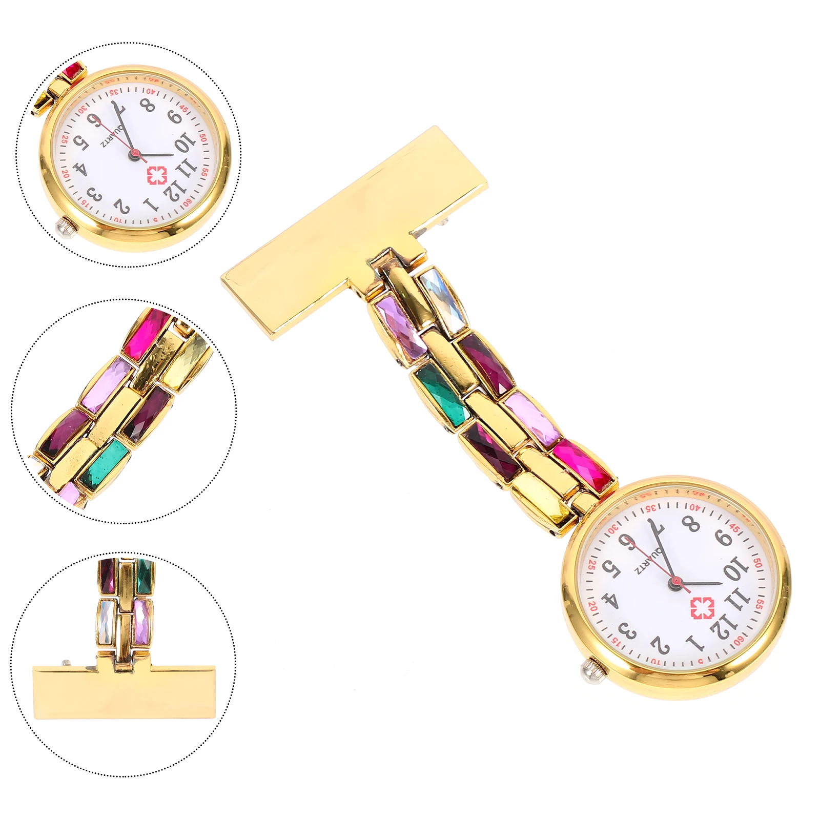 Rhinestone Nurse Hanging Watch Alloy Pocket Women'S Badge Chest Fob Student Universal Durable Practical View Easy Wear