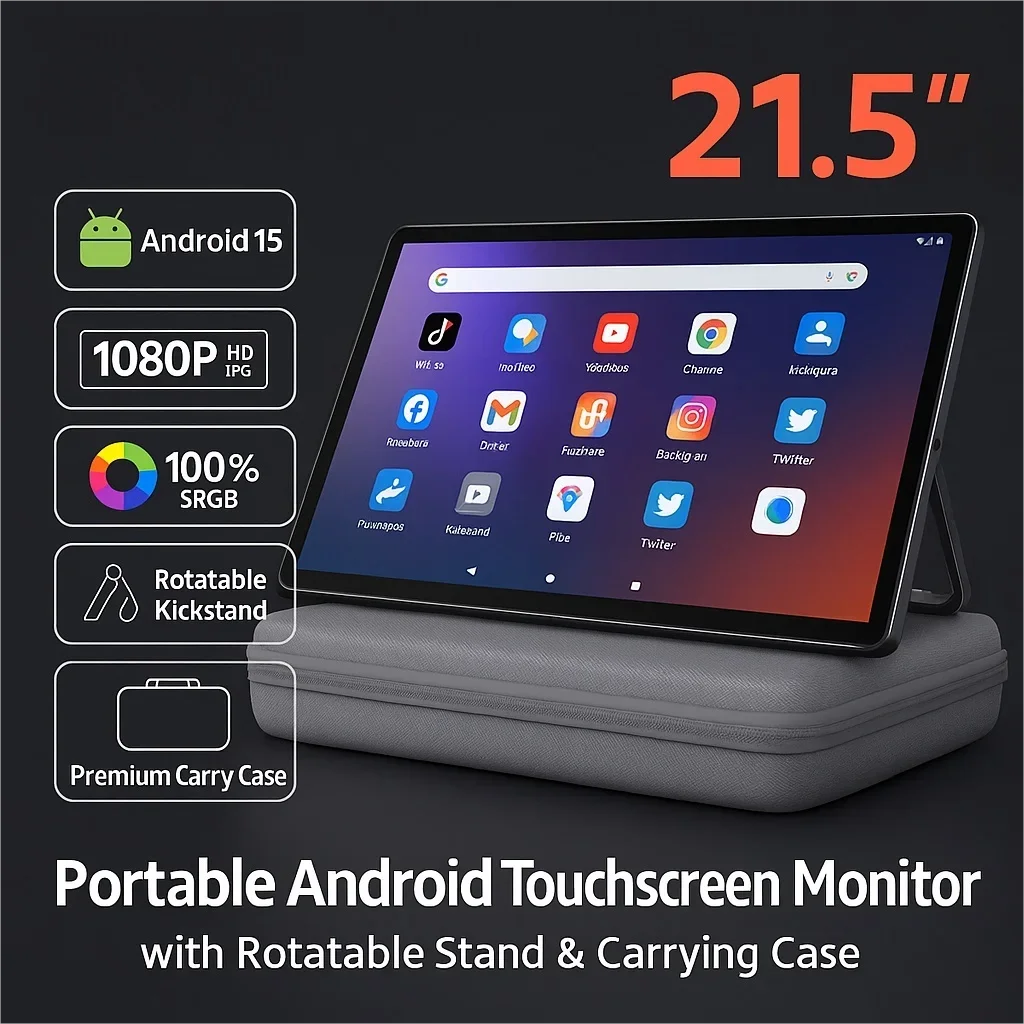 New 21.5 Inch Android 15 Ultra-Thin Tablet with Foldable Stand & Bag, 47WH  for Outdoor Camping, 6G+128G Large Memory PC