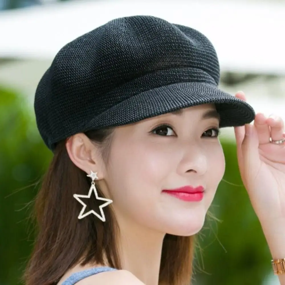 Retro Breathable Octagonal Hat Thin Solid Color Beach Hat Multiple Colors Mesh Design Duck Tongue Hat Summer
