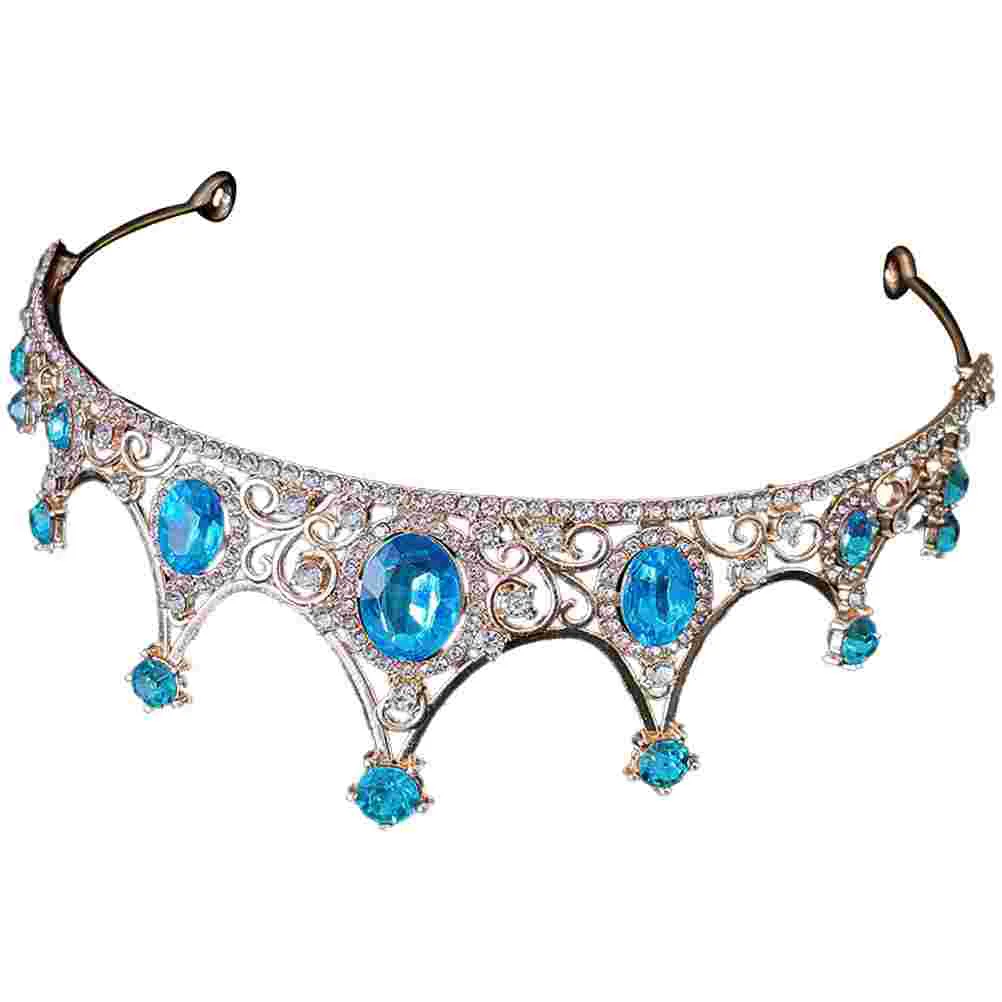 

Head Band Crown Wedding Tiara Bride for Crystal Diamond Crowns Bridal Tiaras Girls Sky-blue