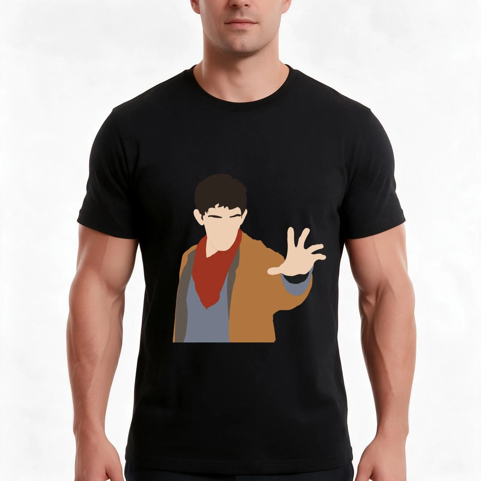 BBC Merlin Silhouette T-Shirt, Summer Casual Cotton Tee, Oversized Streetwear Tops, Vintage Graphic Print, Unisex Men Women