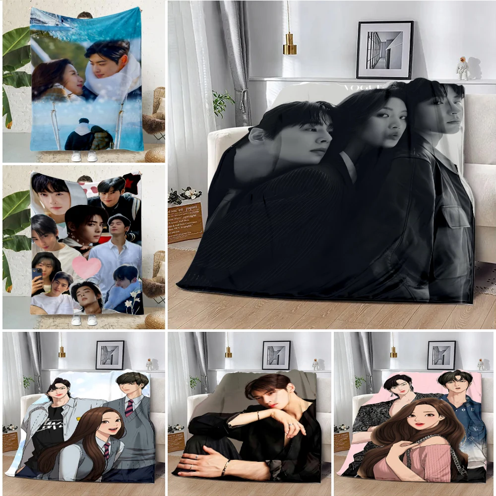 True Beauty Series Hwang in Youp Cha EunWoo Flannel Blanket Star Art Warm Throw Blanket for Bed Bedroom Sofa Picnic Blanket Gift