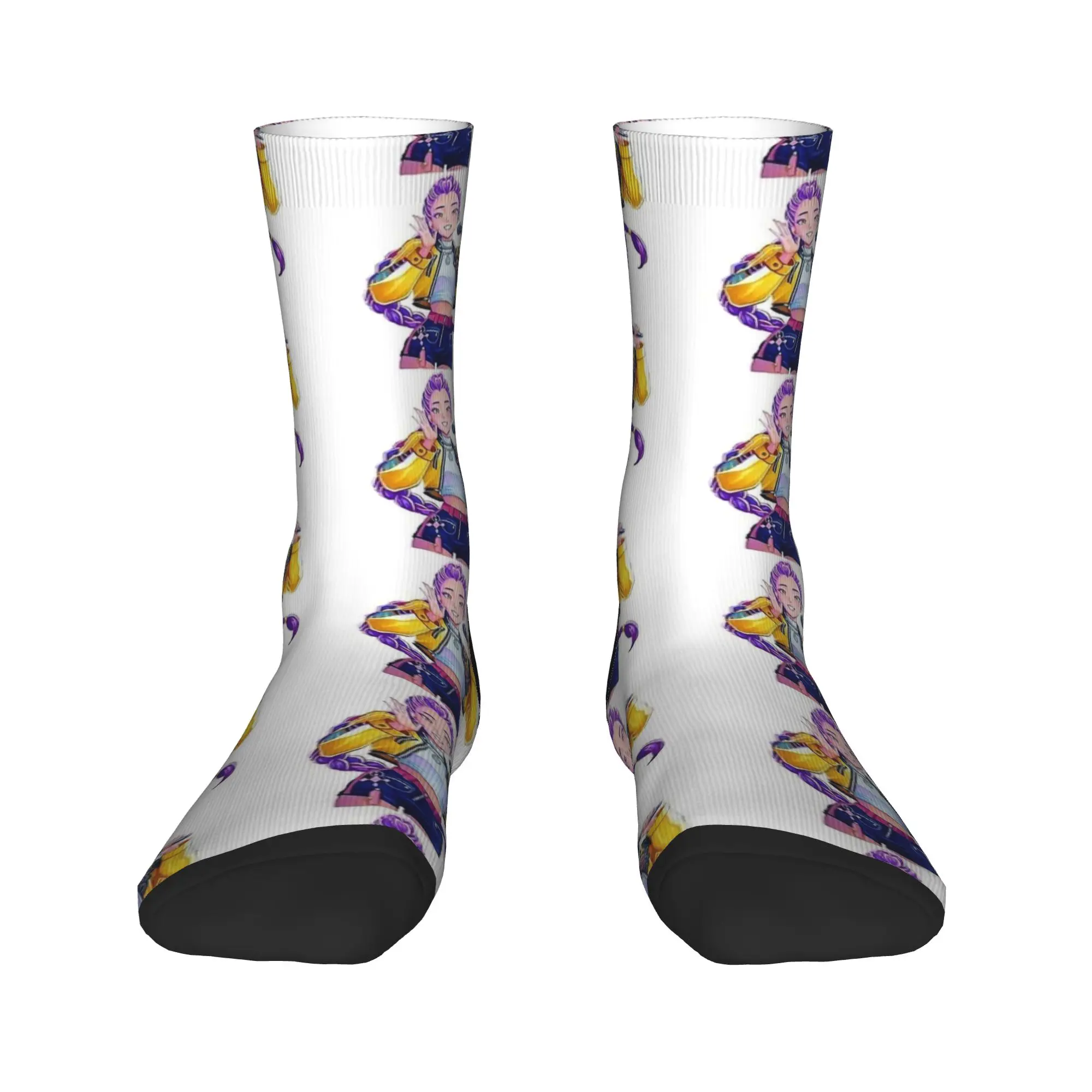 KPop Demon Hunters 팬 아트 루미 양말 미끄럼 방지 스타킹 여성 남성 고품질 스케이트보드 양말 겨울 유행 그래픽 양말