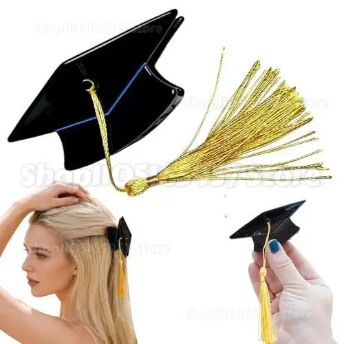 

Graduation Cap Hair Claw – GraduationCap Tassel Hair Clip, Graduation Accessory, Mini Cap Claw Hair Clip with Tassel for Party