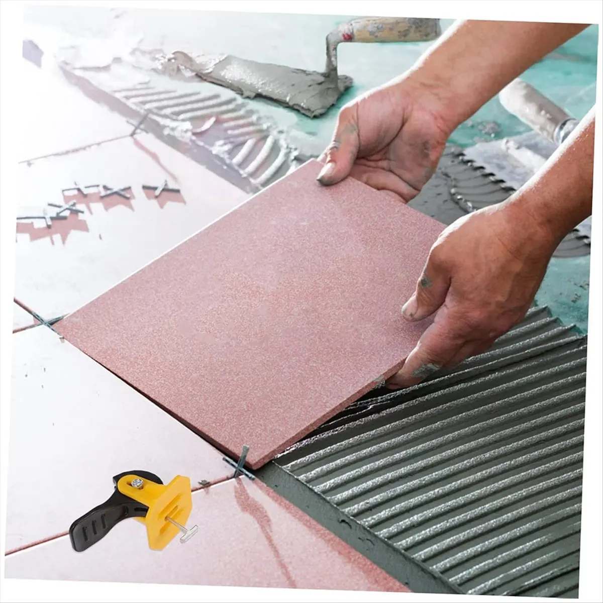 A72P 50pcs Tile Leveler Tool Kit Tile Leveling System with Tile Spacer for Floor Installation for Grouting and Leveling Floor
