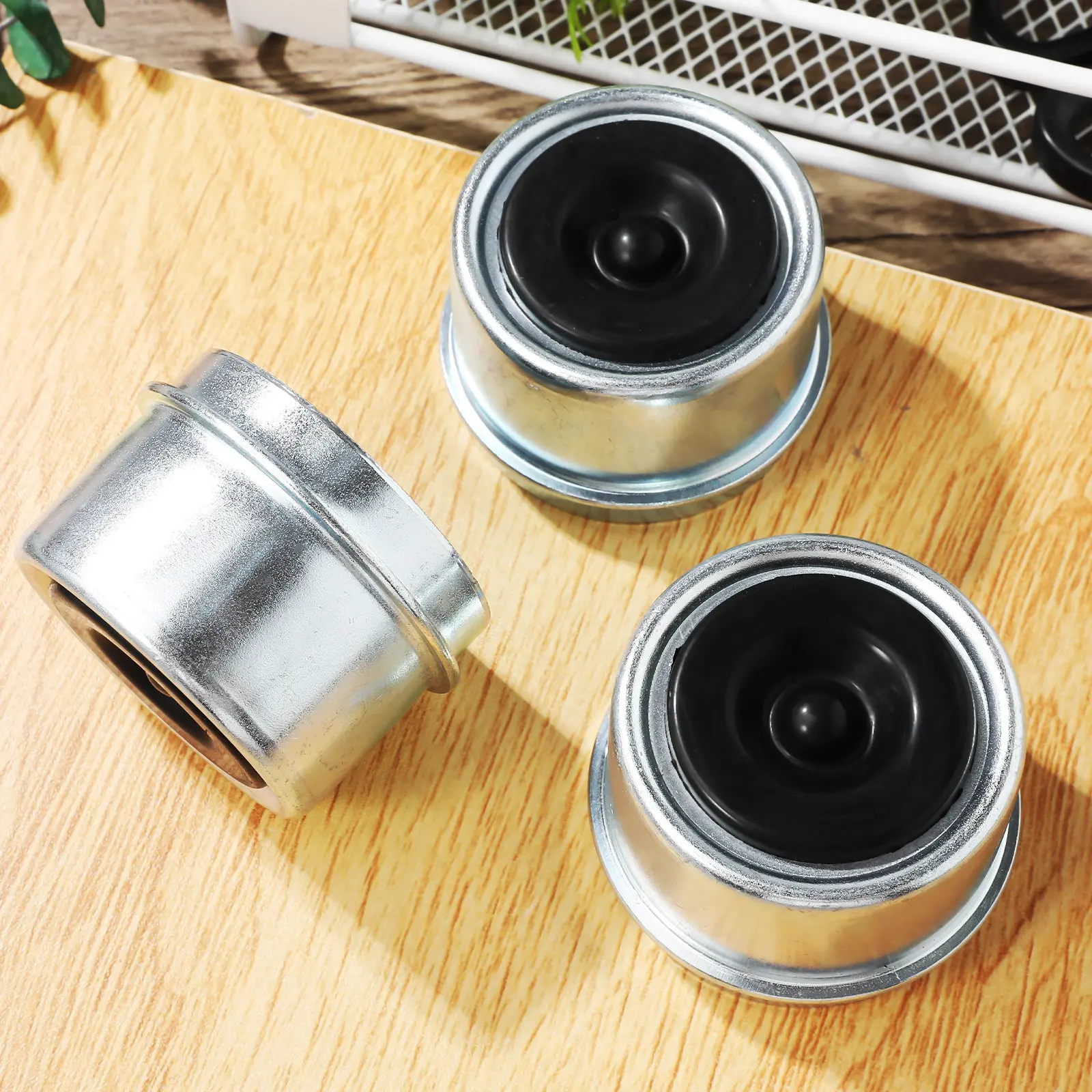 4Pcs Trailer Bearing Dust Caps Robust Metal Rubber Sealed Axle Grease Covers for Boat Trailer Hub Wheel Center Protection view 2