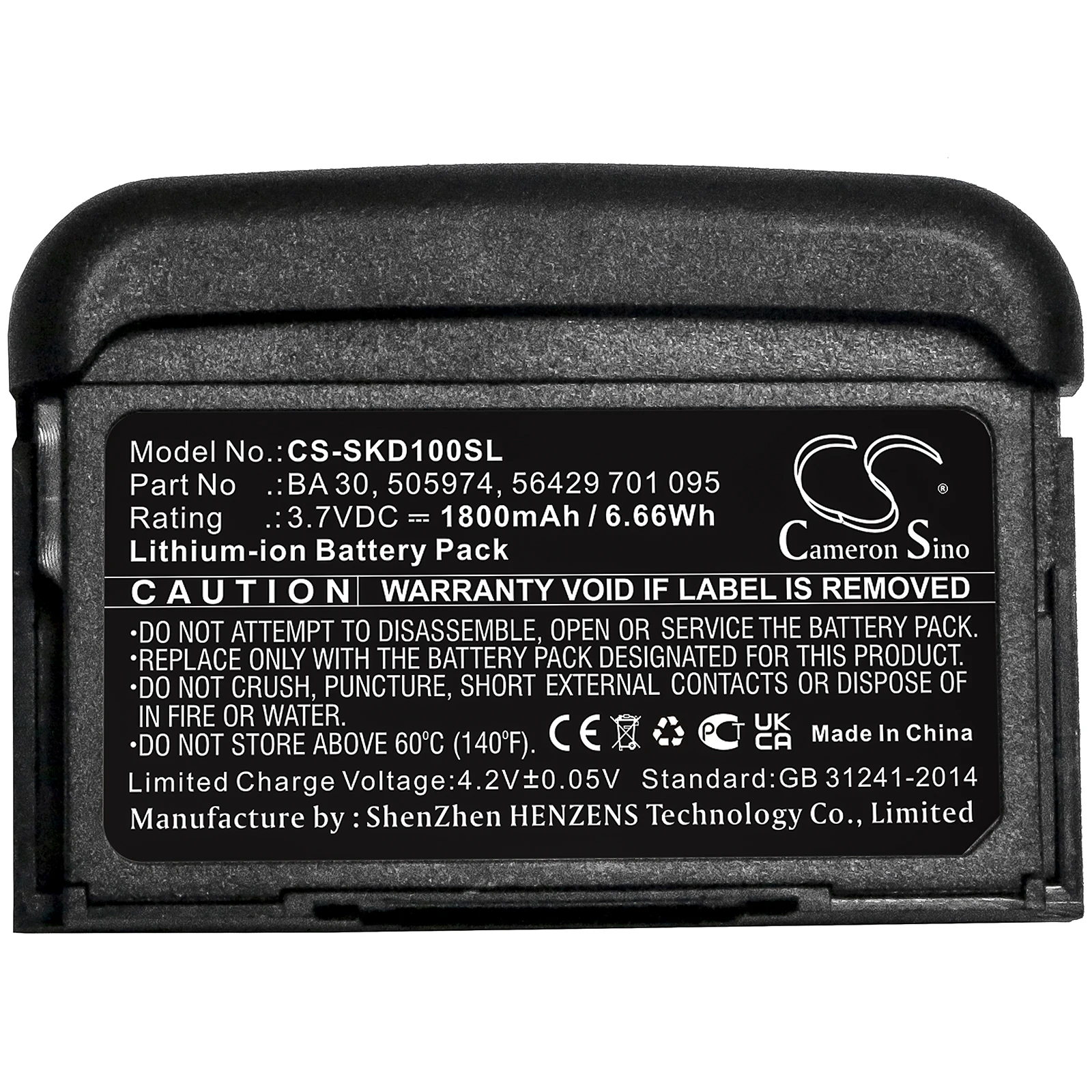 CS 1800mAh   Battery For Sennheiser 505974  56429 701 095  BA 30 SK D1  AVX Bodypack Transmitter