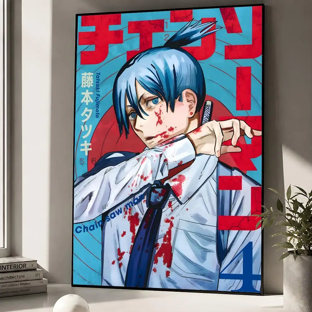 Anime Chainsaw Man Denji Pochita Makima Poster zum Abziehen und Aufkleben, Wandkunst, PP, wasserfest, HD, Schlafzimmer, Wohnzimmer, Heimdekoration, Geschenk – Detail 6