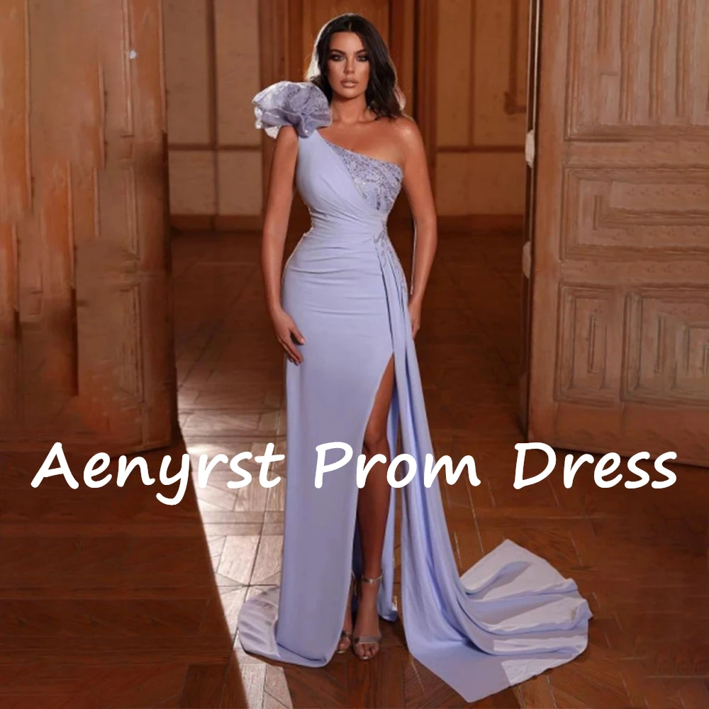 Aenyrst-vestido de lantejoulas com um ombro, vestidos sereia, vestidos de baile, até o chão, vestido de festa, vestidos elegantes, roxo