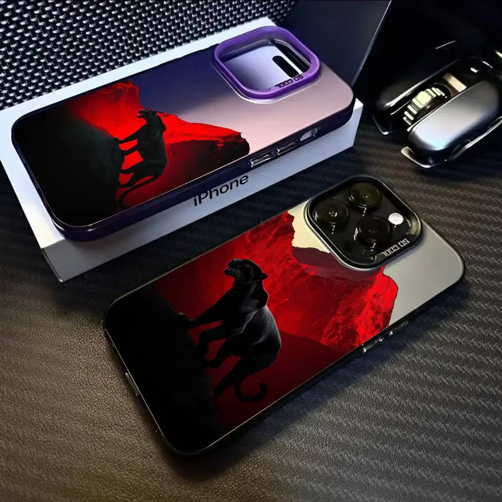

Black Cheetah Cool Phone Case For iPhone 17 16 15 14 13 12 11 Pro Max Black Purple Matte Laser Metallic Aurora Funda