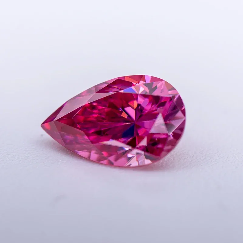 Moissanit-Edelstein, Birnenförmiger Schliff, Rosa Farbe, Laborgezüchteter Diamant, DIY-Ring, Halskette, Ohrringe, Hauptmaterialien mit Zertifikat – Detail 2