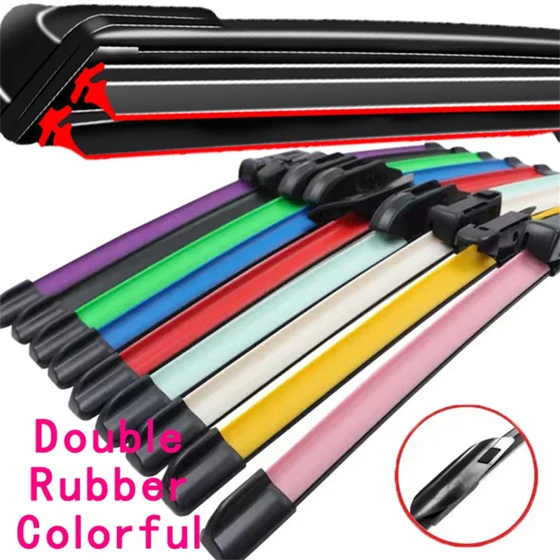 

Colorful AERO CLIP Car Windshield Wiper blades Universal Soft Double layer Rubber Frameless Bracketless 16" 19" 20" 22" 24"26"