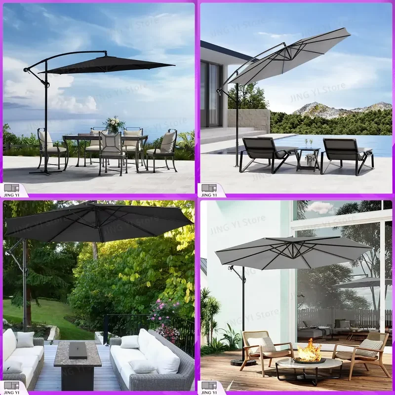 

3M Adjustable Cantilever Garden Parasol Banana Umbrella Outdoor Sunshade Rainproof Terrace Courtyard UV Protection Shade