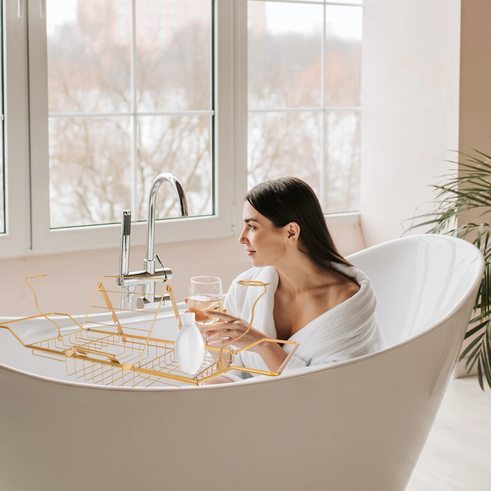 

Adjustable Stainless Steel Bathtub Shelf Bathtub Storage Rack Retractable Bath Organizer -Resistant Anti-Rust Phone