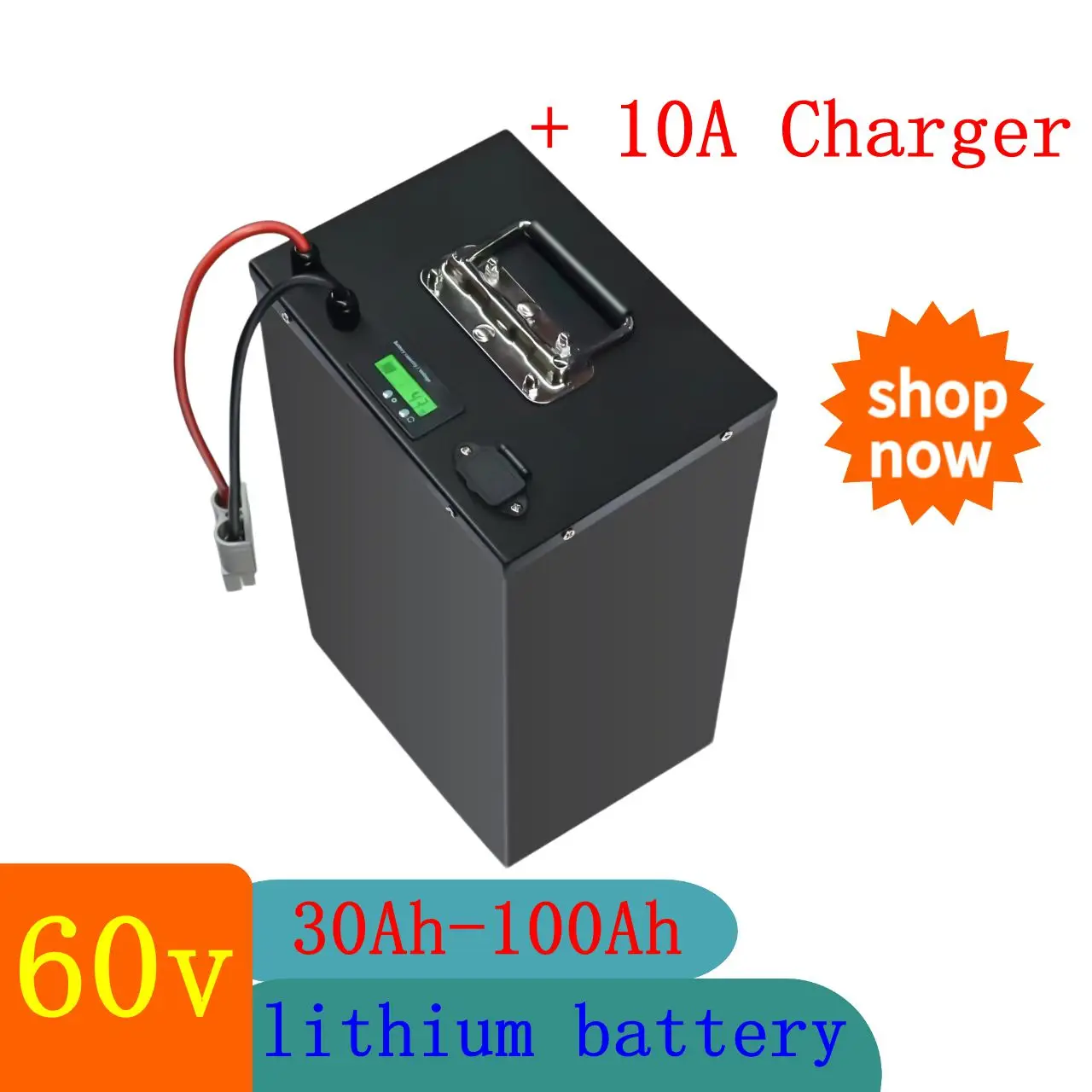 

50Ah 60V 40Ah 60Ah 60V 80Ah 100Ah Lithium Battery Li Ion For 3000w Scooter Bicycle Motorcycle + 10A Charger