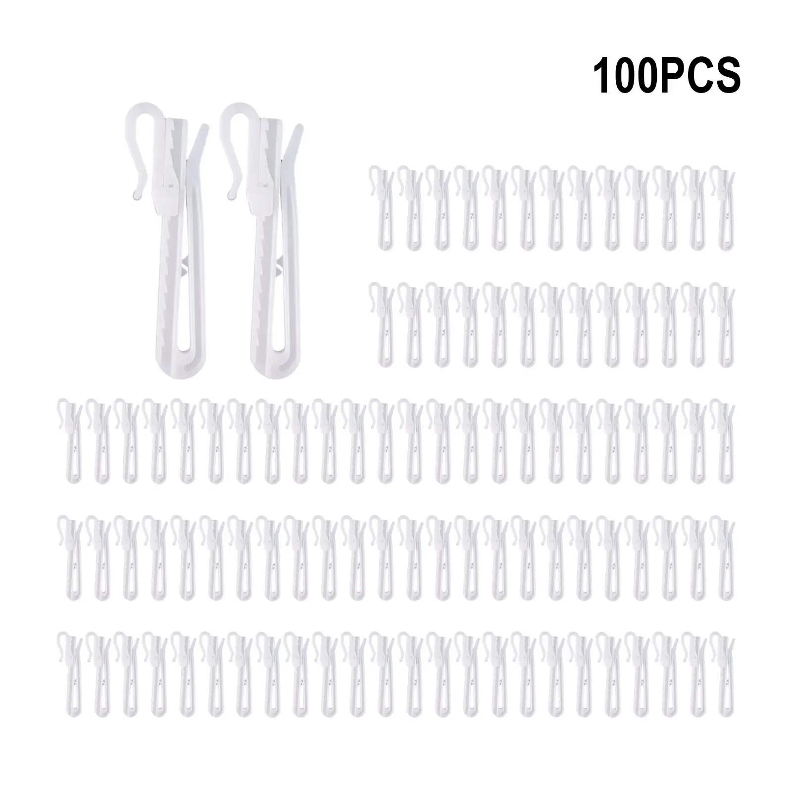 100pcs Plastic Curtain Hooks, Adjustable Pinch Pleat Hooks For Drapes Depth Pinch Home Office Curtain Accessories