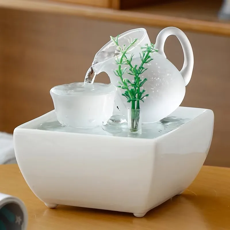 

【Popular】USB Powered Desktop Flowing Water Fountain Lucky Ornament Creative Office Decoration And Gift Idea
