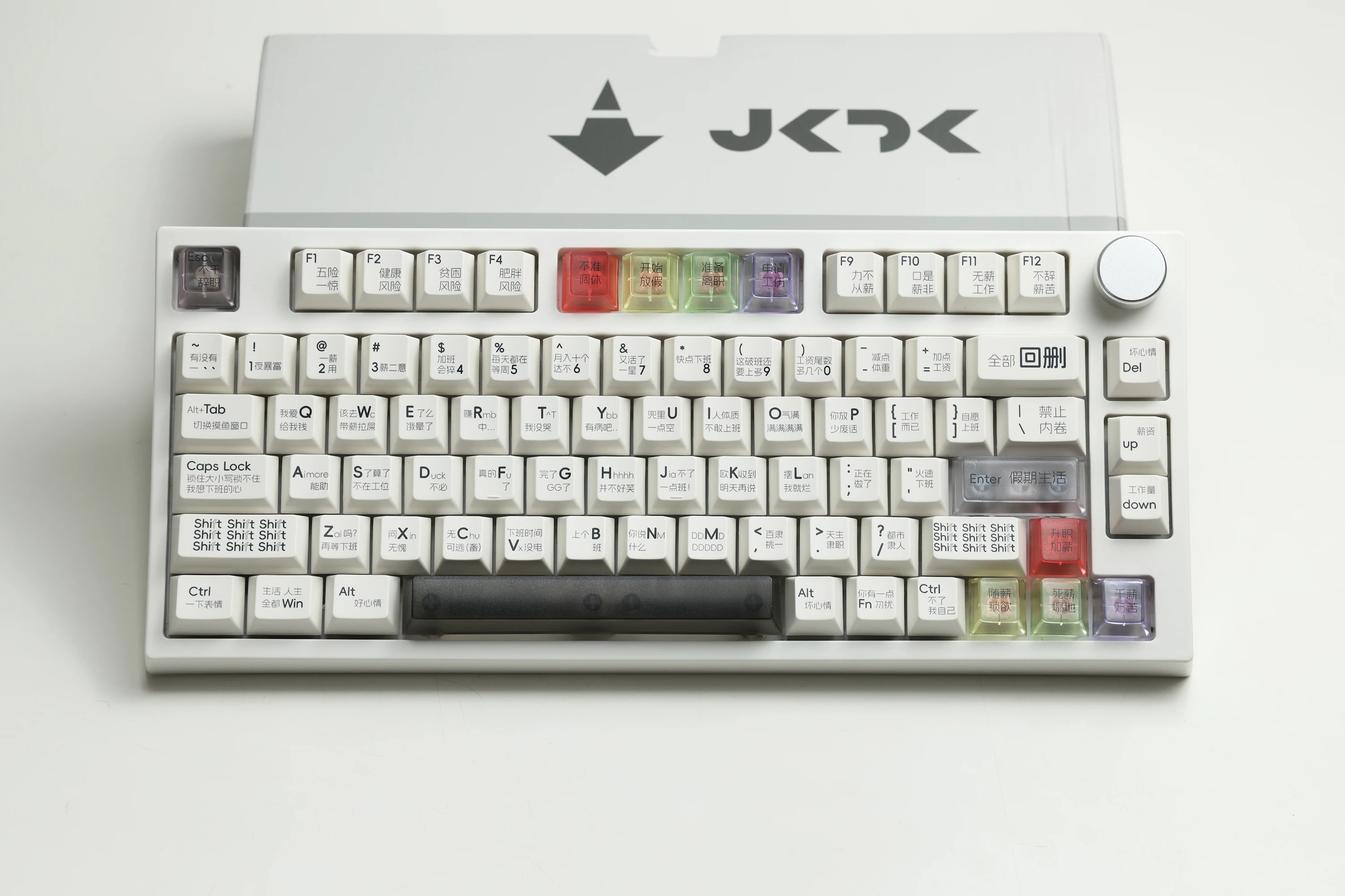 

165 клавиш JKDKeys PBT Keycaps — профиль Hot Cherry, белая/черная механическая клавиатура MX, китайские иероглифы, прочная и эргономичная
