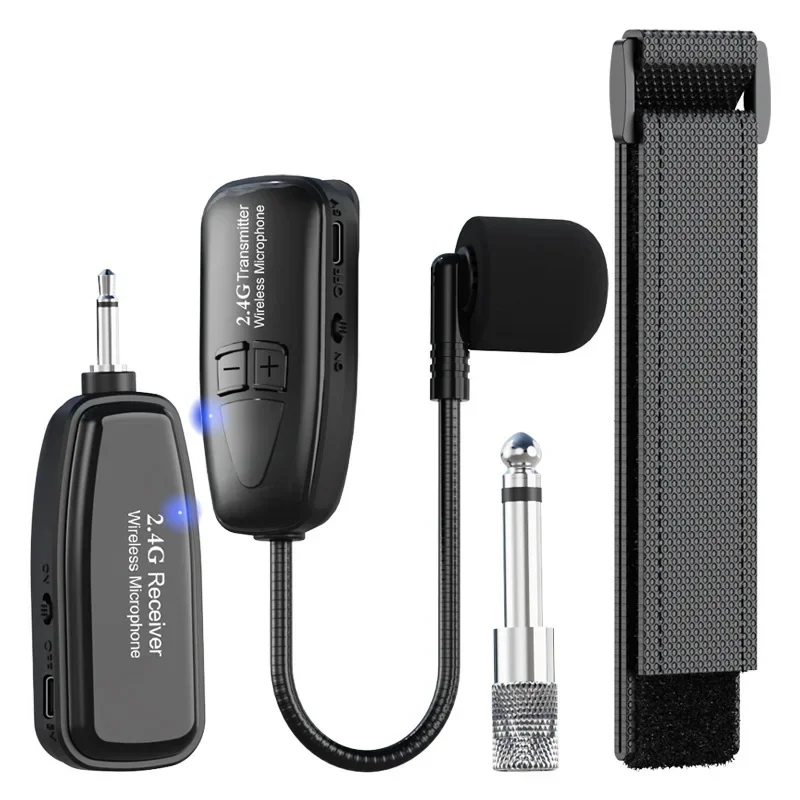 

2.4G wireless one-to-two-Hu microphone, handheld professional musical instrument pickup strap small microphone