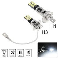 H1 H3 Canbus Super Bright LED Bulb Car Fog Light Headlights 4014 24SMD 12V 6000K Running Light Auto Motorcycle Lamps