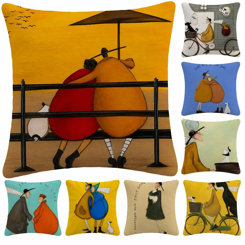 Art Illustration S-Sam Toft Cushion Cover Soft Plush Decorative Sofa Bedroom Living Room Car Dorm Home Decor Gift