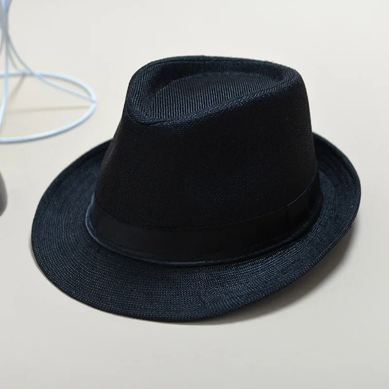 Chapeau Fedora d\'été pour hommes et femmes, casquette classique unisexe, haut à bord rouge, noir, blanc, vintage, à la mode, jazz, plage