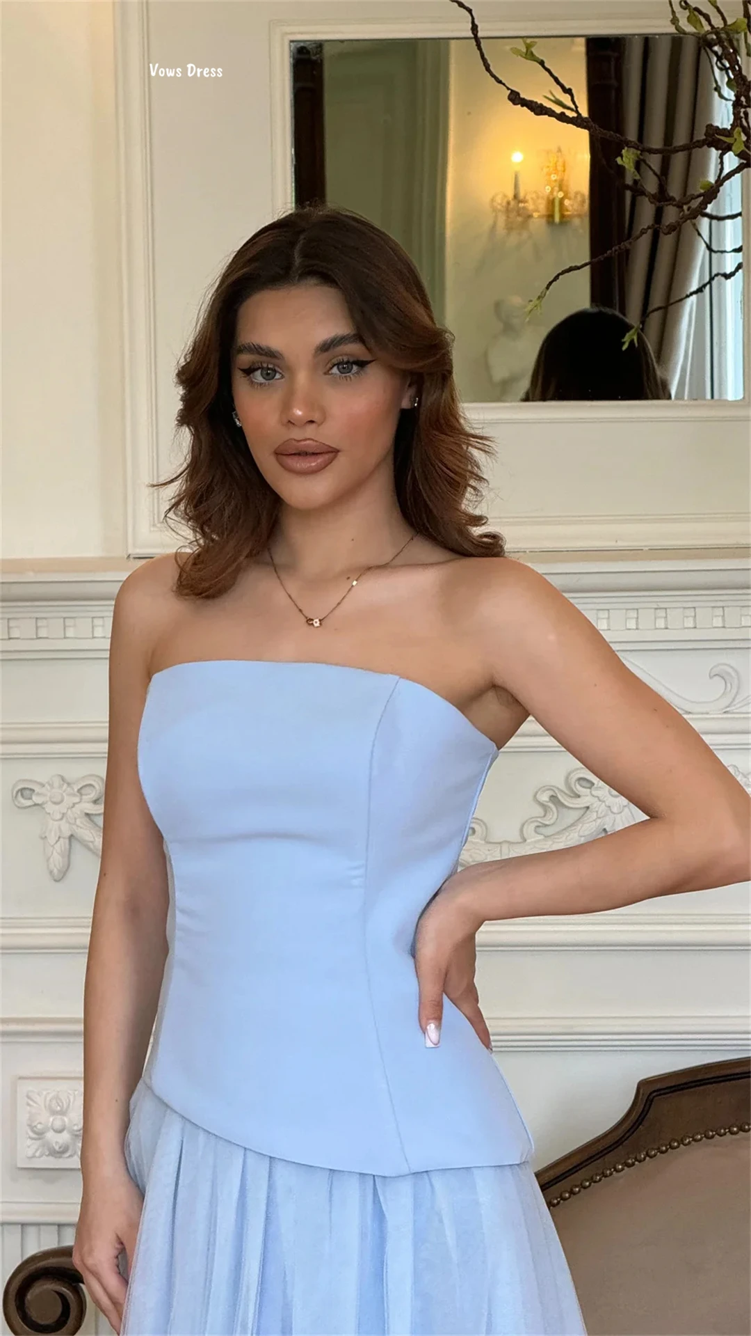 فساتين سهرة نسائية فاخرة من Vows فستان نسائي أنيق مصنوع حسب الطلب من الشيفون الفاخر للحفلات الراقصة 2025 Line A صديرية دائرية رداء سهرة