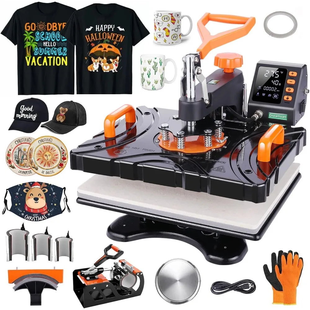 

DREAMVAN Heat Press Machine, Upgraded 8 in 1 Heat Transfer Machine, 12" X 15" Digital Industrial Sublimation Heat Printing