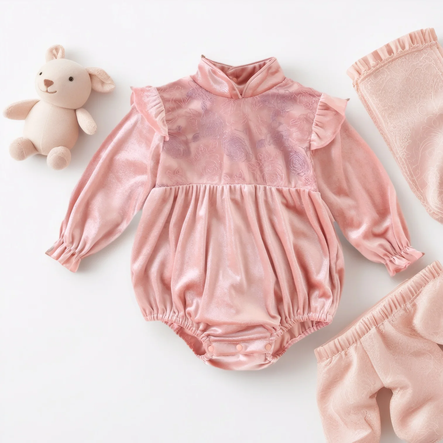 Sanlutoz Herbst Winter Strampler Solide Warme Baby MädchenNiedliche Spitze Bodys Kleidung