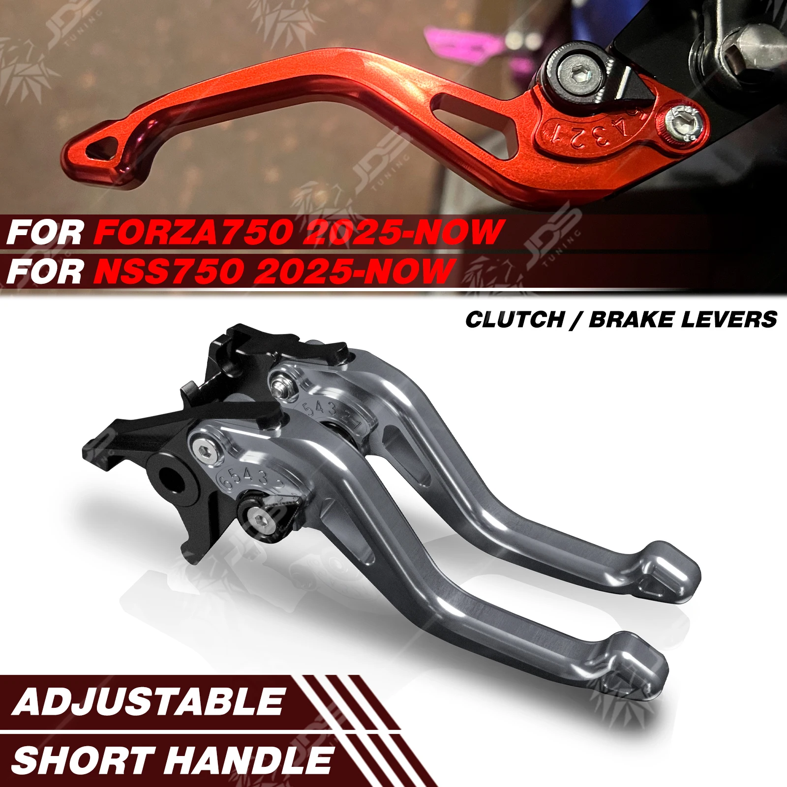 For Honda FORZA750/NSS750 2025-NOW Racing Short Brake Lever Set Adjustable Handle Levers Three-Fingers Accessories Parts