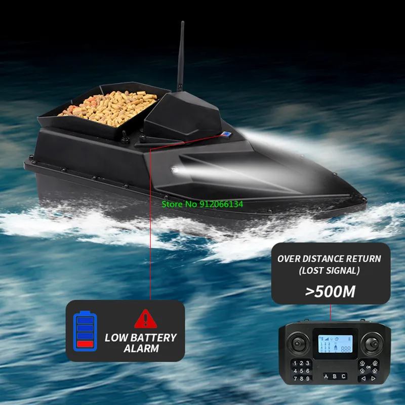 100 GPS Electronic Fence Rc Fishing Bait Boat 500M 2KG Load Auto Return LED Lighting Fixed Speed Cruise Remote Control Bait Boat