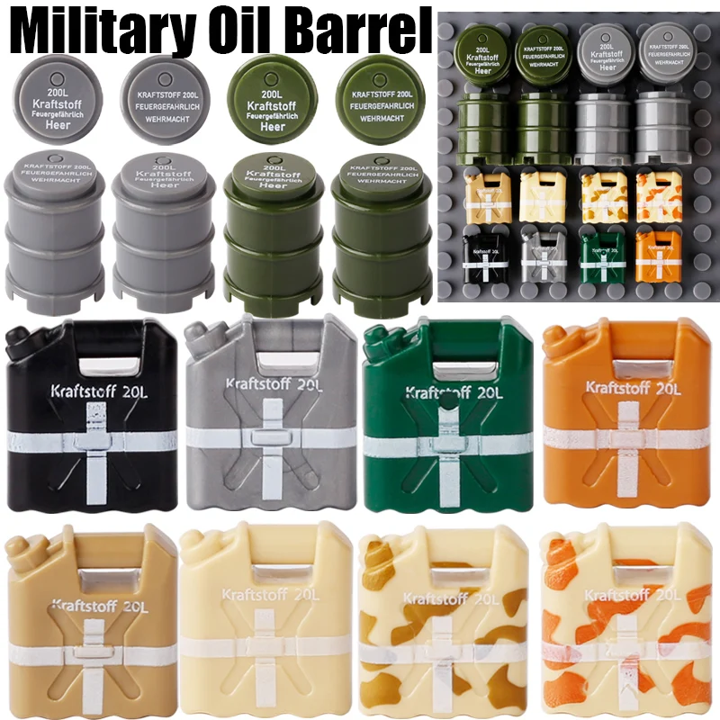 WW2 Military Oil Box Building Blocks City Soldier Figures Army War Accessories Weapon Car Vehicle Oil Box MOC Bricks Toys Boys