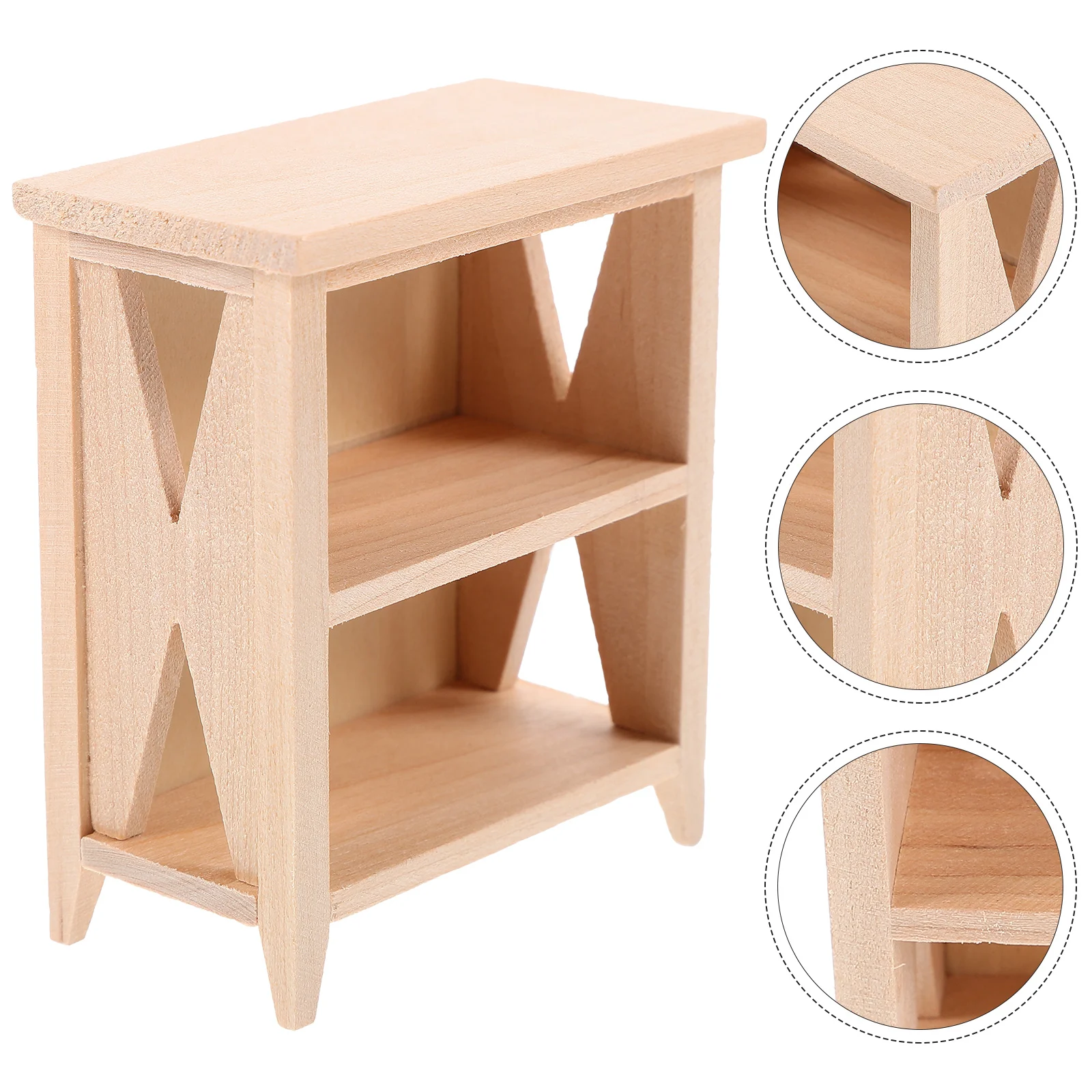 Mini Bookshelf House Furniture Model Dollhouse Miniature Display Bookcase Wooden Cabinet for