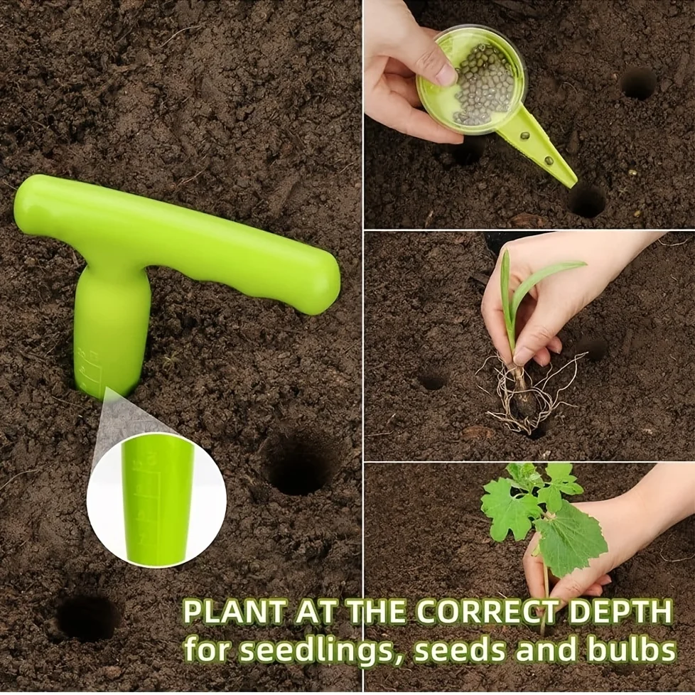 3Pcs Durable Gardening Tools Set,Adjustable Handheld Seed Dispenser&Non-slip Grip Shovel,Plastic Planter Seeder for Planting