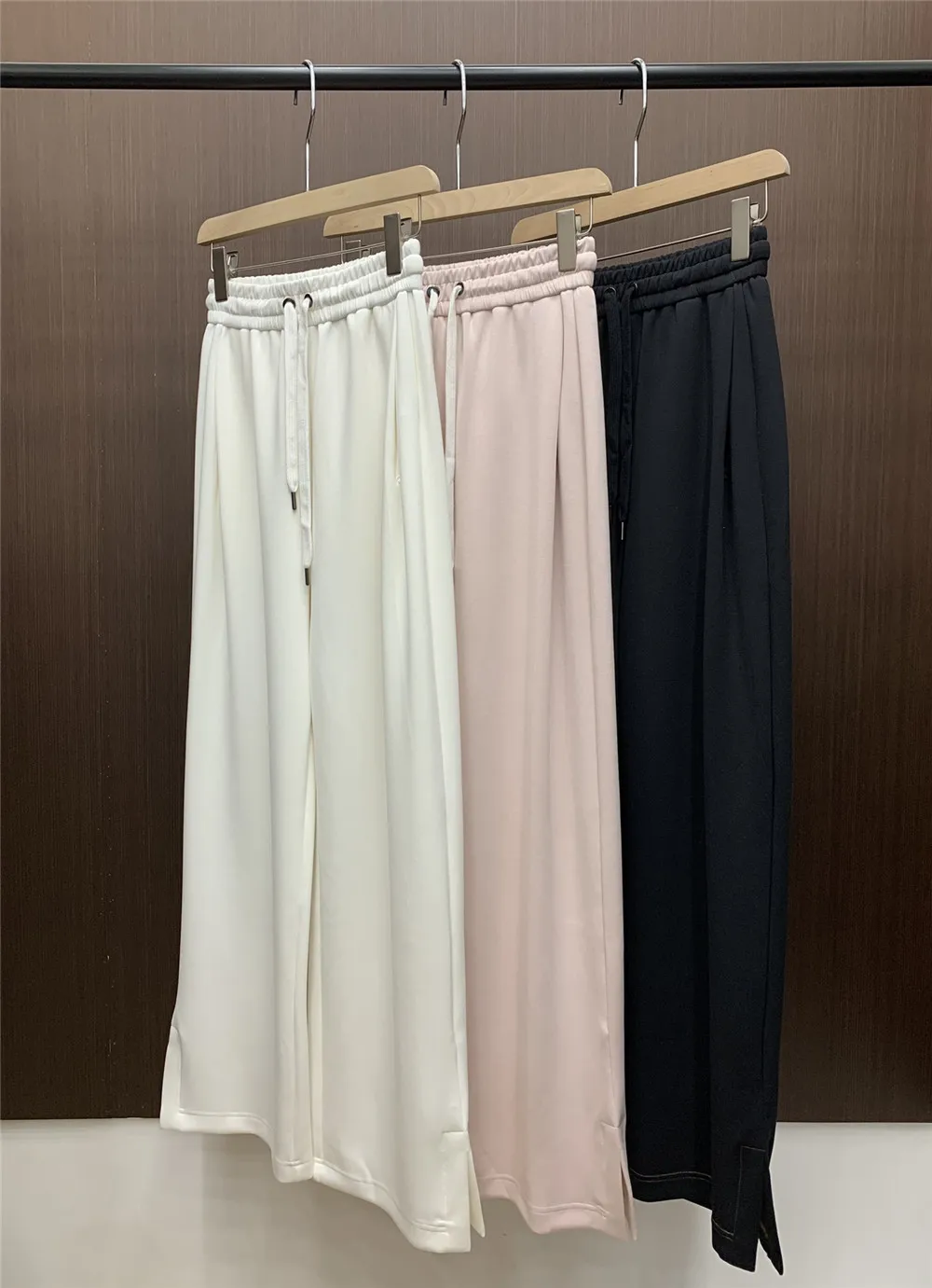2024 B*C Spring Casual Straight Pants Drawstring Sweatpants Trousers Women Wide Leg Pants